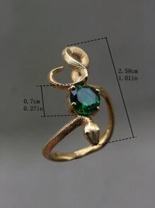 1PC Vintage Unique Snake Imitation Emerald Zirconia Gold Color Ring For Women Men Punk Gothic Snake Birthday Party Jewelry Gift