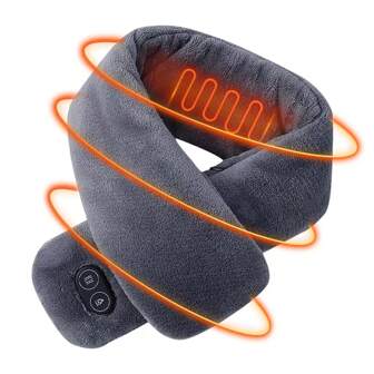 Neck Heating Pad, Heated Neck Wrap Heater Heated Scarf Unisex Long Heating Scarf Dual Control Intelligent Heating Neck Support Vibration Massage Scarf