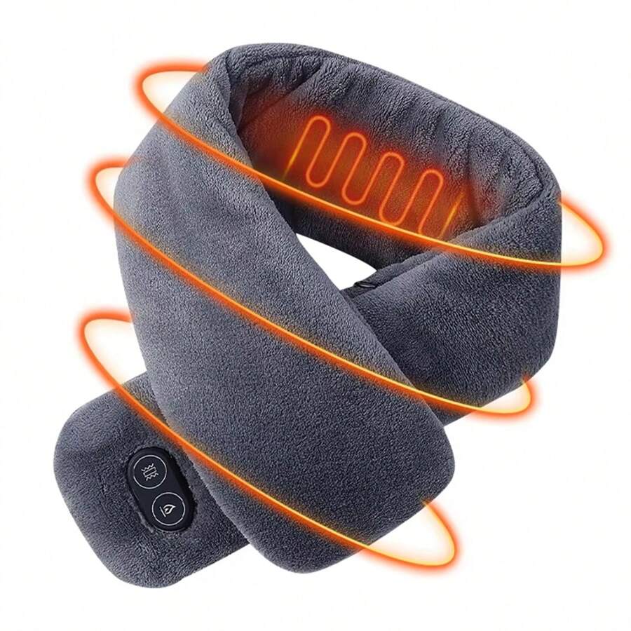 Neck Heating Pad, Heated Neck Wrap Heater Heated Scarf Unisex Long Heating Scarf Dual Control Intelligent Heating Neck Support Vibration Massage Scarf