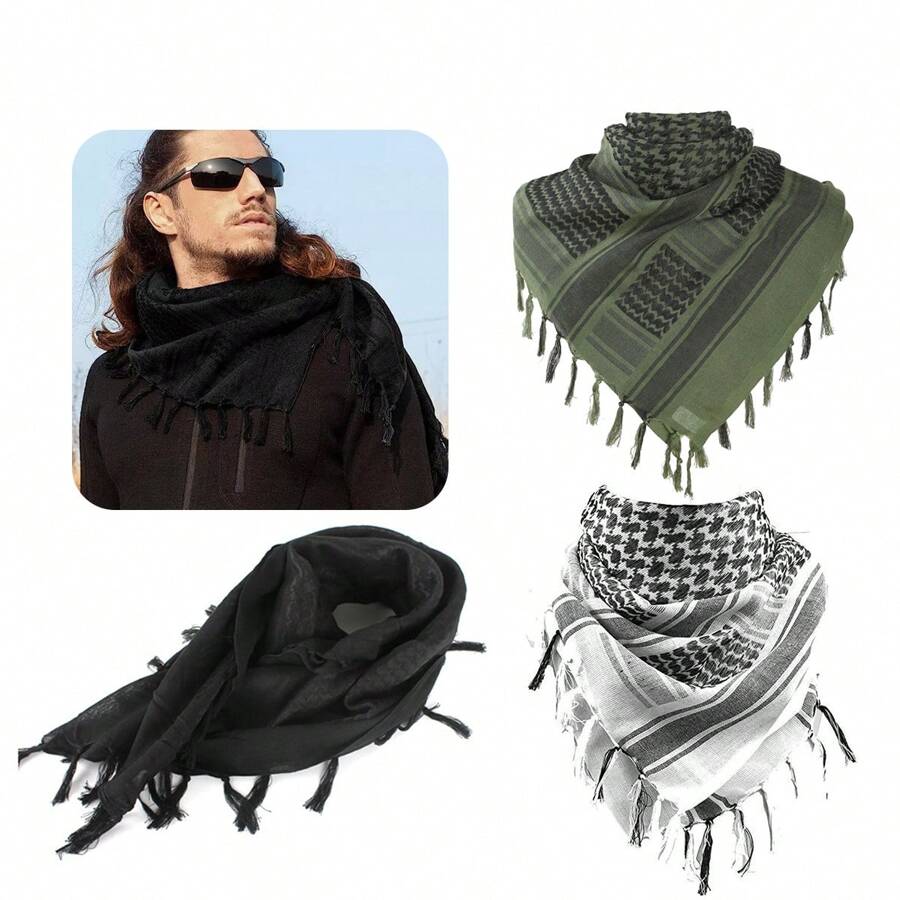 Multifunctional Shema Gh Head Scarf - 100% Cotton Keffiyeh Arab Desert Army Wrap! - Multicolor - View 1