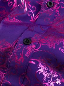 Camicia casual a maniche lunghe con bottoni e stampa integrale per uomo