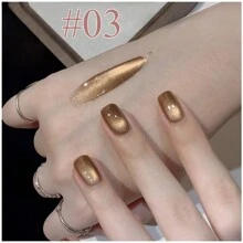 MISS SHAKA 10ml 深秋之恋猫眼凝胶指甲油新款流行闪粉金色瓷白色玻璃珠猫眼美甲美甲用品圣诞指甲 - 彩色 - 查看 5