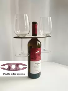 1 pièce Porte-bouteille de vin en bois, artisanat de bois créatif et personnalisé, cadeau idéal pour les amateurs de vin, accessoire de bar - peut contenir 1 bouteille et 2 verres