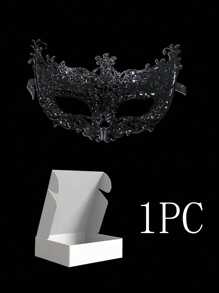 5 件圣诞面具，化妆球威尼斯羽毛面具蕾丝眼罩，半脸化妆球面具，适合各种节日狂欢派对，万圣节必备，圣诞礼物 - 彩色 - 查看 6