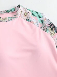 印花长袖比基尼套装，简约时尚休闲日常夏季穿着