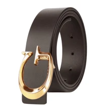 男女通用休闲时尚设计师 PU 皮带，高品质奢华金色字母 G 扣，是夏季节日、学校的理想礼物