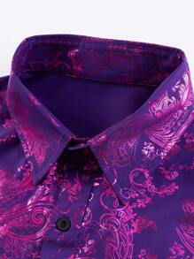 Camicia casual a maniche lunghe con bottoni e stampa integrale per uomo
