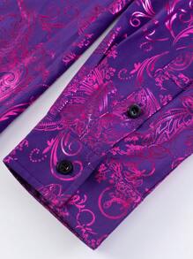 Camicia casual a maniche lunghe con bottoni e stampa integrale per uomo