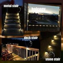 4/12PC Waterproof Solar Deck Light, Used For Outdoor Stairs, Fences, Gardens, Balconies, Yards, Terraces, And Channel Decoration - Warm White LED Light