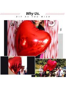 4 件 32 英寸大红心铝箔气球，巨型心形聚酯薄膜铝装饰，适合情人节惊喜生日婚礼返校情人节