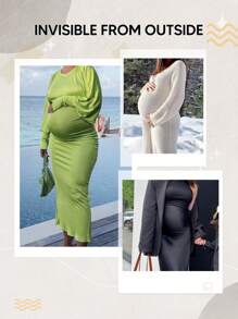 Women's High Waisted Maternity Belly Support Shorts With Expandable Belly Panel - Pink - View 6