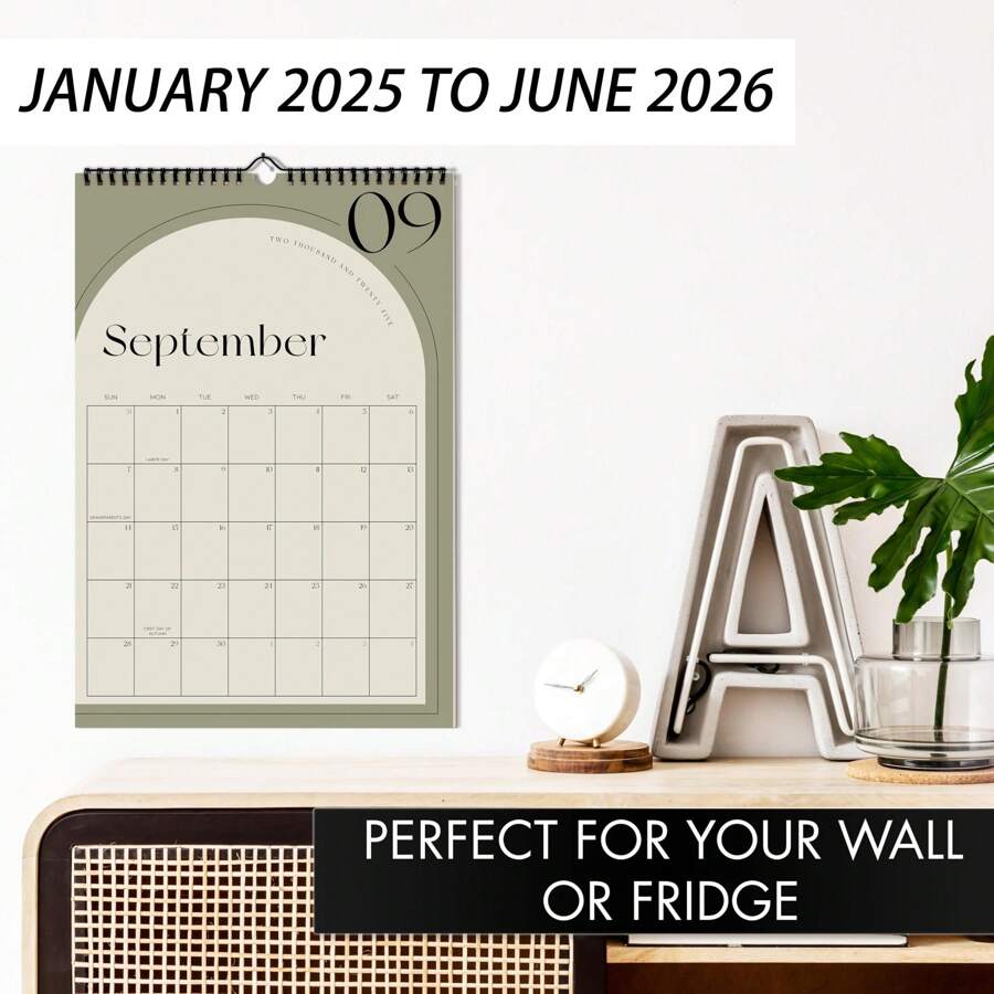 18Month Wall Calendar For 2025 2026, January 2025 To June 2026