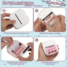 Papel Adesivo para Mini Impressora, Rolos de Papel Térmico para T02/M02 e Mini Impressora, Papel Autoadesivo de Cor Suave 25X57mm Paperang P1 P6 A6 A8 57mm Largura Impressora de Fotos para Notas, Fotos, Adesivos, Álbum de Recortes, Natal