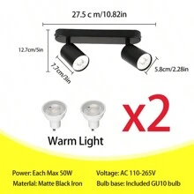 CANMEIJIA 1 قطعة إضاءة سقف مغيرة الرأس، أسطواني شكل، من الألومنيوم الأسود، رأس واحد / اثنان / ثلاثة، مع مصدر ضوء، بمصباح قابل للاستبدال GU10، قابل للتعديل الزاوي، سهل التركيب، مناسب لغرفة النوم/غرفة المعيشة/المطبخ/صالة العرض/الشرفة/ممر السلم/غرفة الطعام/البار - أضواء السقف السوداء على الطراز المستقيم - مشاهدة 18