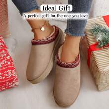 Women's Padded Cotton Snow Boots With Thick Bottom For Warmth And Style Women Platform Shoes Winter House Slippers - Apricot - View 4
