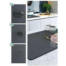 Cartoon Solid Color Diatomite Cat Paw Pet Food Mat, Water Absorbent Quick Dry Feeding Mat For Home Use Cats Dogs - Black - View 2