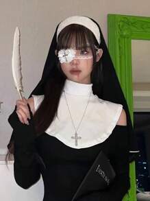 1 pieza Máscara de ojo con cruz punk para mujeres, parche de ojo Lolita, accesorios góticos de anteojos con lazo en forma de corazón