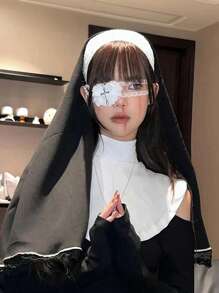 1 pieza Máscara de ojo con cruz punk para mujeres, parche de ojo Lolita, accesorios góticos de anteojos con lazo en forma de corazón