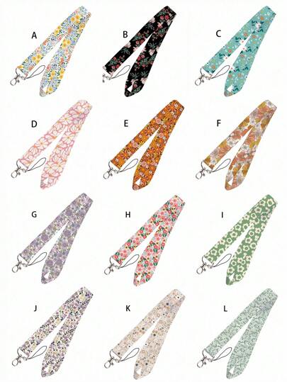 Colorful Flower Lanyard Strap, Polyester Cloth Detachable Lanyards For Bus Card, ID Badge, Gift For Couples, Holiday Gift,School Supplies,Back To School