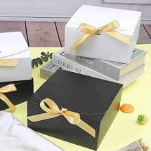 10 piezas/5 piezas Caja de regalo blanca con tapa, decoración de regalo para fiesta, caja de regalo blanca de 8 pulgadas * 8 pulgadas * 4 pulgadas con cinta, caja de propuesta para dama de honor, caja de regalo para decoración de boda, regalo para el Día de la Madre, embalaje, cumpleaños, caja para cupcakes, manualidades, almacenamiento de belleza
