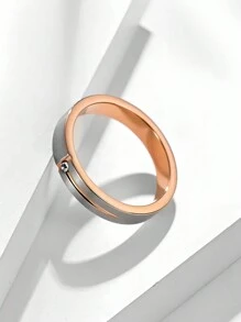 1pc Customized Simple T-Shaped Matte Surface With Diamond Titanium Steel Ring Ring Neutral Cold Style Hand Jewelry