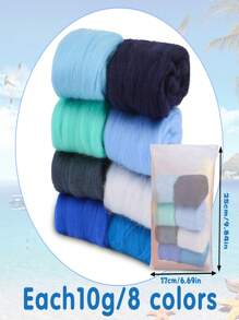 1 Conjunto Roving de Lã Colorida, Combinação de 8 cores de Fibra de Lã de 10g, Kit de Material para Feltrar Lã, Brinquedos de Feltro de Lã DIY (Embalagem Aleatória de Zíper/Saco a Vácuo)