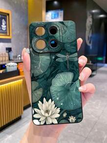 1pc Lotus Dragonfly Camera Fall Protection Phone Case Compatible With Apple, / Galaxy, Infinix, Redmi, OPPO, VIVO, Realme
