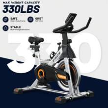 Bicicleta estática, bicicletas estacionarias para gimnasio en casa, bicicleta de entrenamiento con transmisión por correa, bicicleta de ciclismo indoor con pantalla digital y cojín de asiento cómodo, color negro