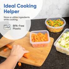 Conjunto de 20 recipientes para armazenamento de alimentos com tampas herméticas (20 recipientes e 20 tampas), à prova de vazamentos, armazenamento e organização de cozinha, preparação de refeições, recipientes reutilizáveis para lancheira, material escolar