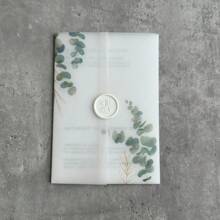 20pcs Eucalyptus Green Color Vellum Wrap Suitable For A 5 X 7 Wedding Invitation,Diy Invitation,Vellum Jacket,Vellum Cover For The Invitation - Green - View 4