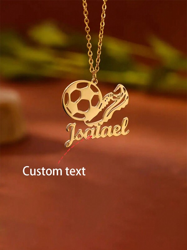 1PC Customized Football Sports Personalized Name Pendant Necklace Minimalist Sports Stainless Steel Pendant Casual And Formal Wear, Birthday Jewelry Gift For Women Gift Ideas,Gold,Stylish,Colorful,Vintage,Unisex,Hipster,Simple,Casual,Custom,Personalized,Unique,Ideal Gifts For Him,Ideal Gifts For Her,Her,Boyfriend,Girlfriend,Dad,Mom,Family,Friends,For Anniversaries,For Birthdays,For Graduation,For Prom,For Party,Necklaces For Women,School Supplies,Back To School,School Gift,For Office,For School,For Classroom,For Teacher Gifts,For University,For Colleague,For Dorm Rooms,For Teacher,For Boys And Girls,For Teenagers,Junior High School Students,Middle School Students,High School Senior High School Students,College Students,University Students,Freshman,Sophomore,Underclassmen