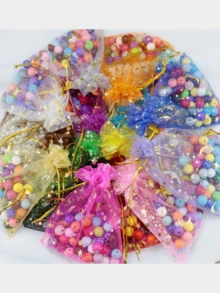 20pcs Organza Gift Bags With Stamping Star & Moon Pattern, Multi-Color Options For Wedding, Candy, Jewelry Packaging