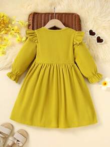 Baby Girl Adorable Hot Pink Plush Embroidered Cap Sleeve Long Dress Outfit