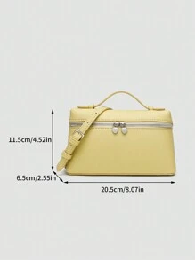 1 pieza Bolso bandolera cuadrado de unicolor con textura de grano de litchi en PU, pequeña cartera para mujer, adecuado para combinar con atuendos de moda diarios