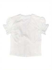 Tie Front Top For Women Coquette Lace Trim Babydoll Shirt Summer Top Y2k Short Sleeve Open Front Blouse Streetwear - White - View 5