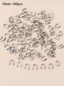 100 件铜夹扣线头扣压接珠 U 形连接器线线保护器适用于 DIY 项链手链珠宝制作配件