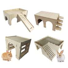1 pieza Casa de madera extra grande, hábitat, juguete para jugar, ejercitar, interactuar, alimentar, esconderse, trepar, adecuado para conejillos de Indias, conejos, erizos, cobayas y otras mascotas grandes, regalo de Navidad y Año Nuevo