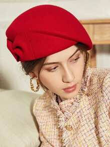 HIMESPORT 100% 羊毛毡英国顶级贝雷帽女士带蝴蝶结礼帽软边德比帽优雅 2025 年冬季正式教堂鸡尾酒茶会礼服婚礼新娘钟形帽 - 純色 - 查看 8