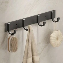 Space Aluminum Black Hook, Bathroom Towel Hook, Living Room Door Hook, Thick Wall-Mounted Hook, Towel Hanger - Black - View 3