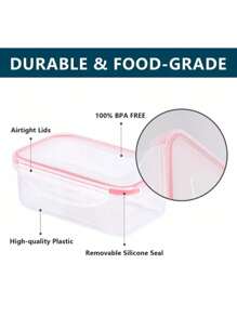 SET 4 contenedor transparente alimentos refrigerador microondas - Rojo y blanco - Ver 3