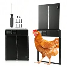 Automatic Chicken Coop Door, Automatic Chicken Coop Door With Timer And Manual Function, Anti-Pinch Chicken Coop Door With IP45 Waterproof LED Display - 黑色 - 查看 1