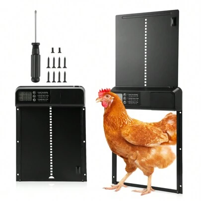 Automatic Chicken Coop Door, Automatic Chicken Coop Door With Timer And Manual Function, Anti-Pinch Chicken Coop Door With IP45 Waterproof LED Display