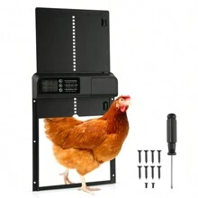 Automatic Chicken Coop Door, Automatic Chicken Coop Door With Timer And Manual Function, Anti-Pinch Chicken Coop Door With IP45 Waterproof LED Display - 黑色 - 查看 7