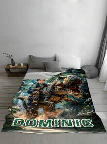 1 pieza Manta de franela personalizada con foto para cama, regalo personalizado, buenos regalos de Navidad, mantas personalizadas, manta de ropa de cama, regalos para niños, manta personalizada con caras de dinosaurios para niños, lavable, regalo único y personalizado ideal para familia, amigos, hijo, hija, sala de estar, cama, coche, sala de té, dormitorio, sala de estar, baño, comedor