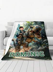 1 pieza Manta de franela personalizada con foto para cama, regalo personalizado, buenos regalos de Navidad, mantas personalizadas, manta de ropa de cama, regalos para niños, manta personalizada con caras de dinosaurios para niños, lavable, regalo único y personalizado ideal para familia, amigos, hijo, hija, sala de estar, cama, coche, sala de té, dormitorio, sala de estar, baño, comedor