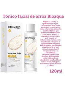 Toner o Tonico Facial De Arroz Bioaqua Hidratante Blanqueador Antiacne 120ml. Tonico Para el Rostro, Aclara y Cierra los Poros de la Piel, Tonico Arroz Bioaqua Esencia Toner Arroz Bioaqua, Hidrata, Nutre, Para Piel Seca, Grasa y Sensible. Con Pulpa de Arroz, Antienvejecimiento, Ilumina la Piel, Mejora la Línea Fina, Esencia Luminosa nutritiva.