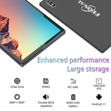 10 Inch Tablet Android 13 Tablets With Keyboard 4G LTE 4GB RAM 64GB ROM Stylus Octa-Core Cortex-A55 GPS Wifi Bluetooth - 黑色 - 查看 3