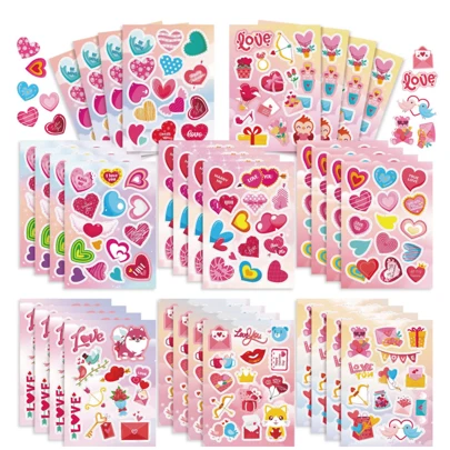8/16/24/32 Sheets Valentine's Day Stickers Make A Face Valentine's Day Stickers Valentine's Day Party Favors Crafts Game Activities Supplies