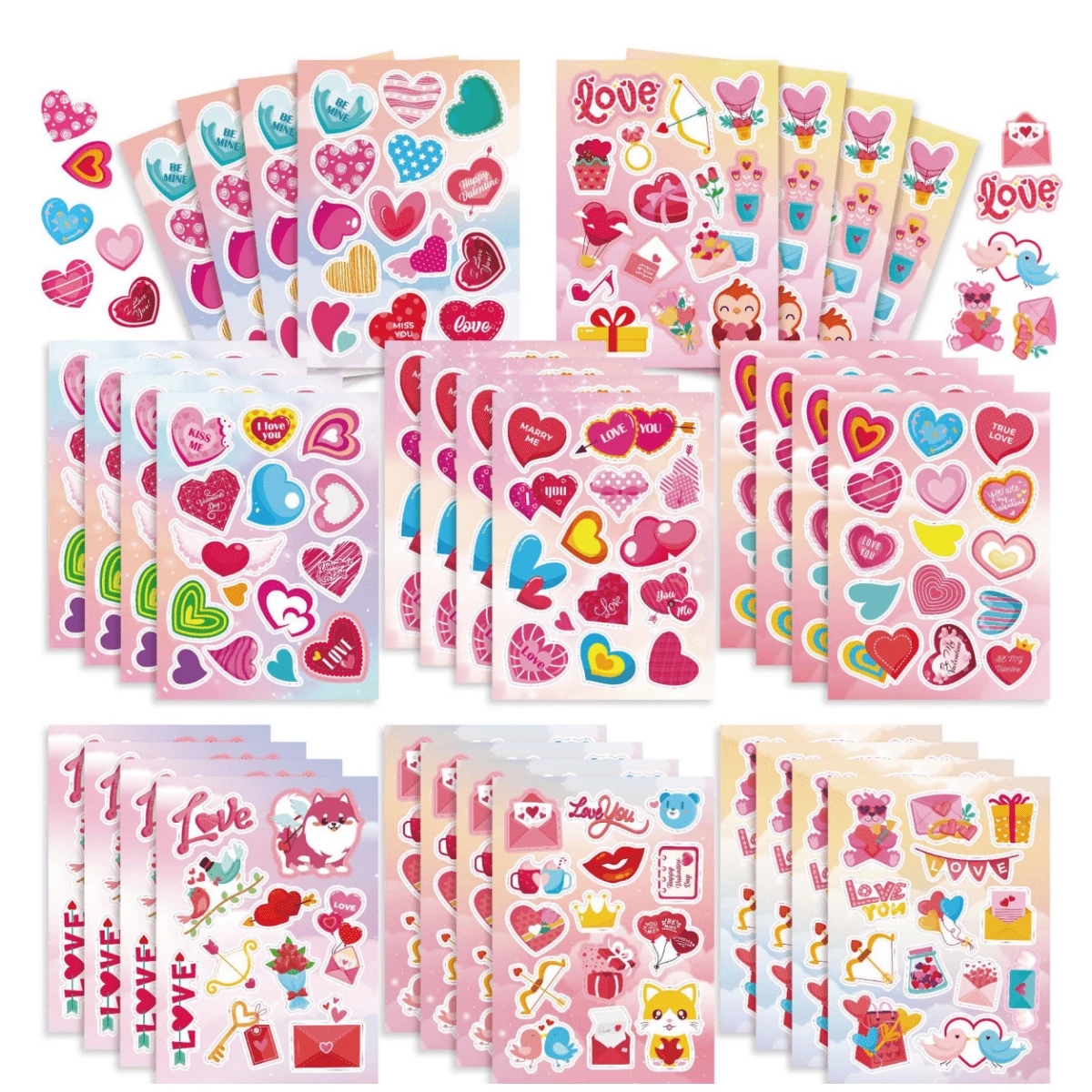 8/16/24/32 Sheets Valentine's Day Stickers Make A Face Valentine's Day Stickers Valentine's Day Party Favors Crafts Game Activities Supplies - Multicolor - View 1