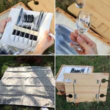 Hap Tim Wicker Picnic Basket For 4 With Mini Folding Wine Picnic Table & Large Insulated Cooler Bag & Cutlery Service Kits For 4 Person, Couples Gifts, Wedding Gifts (Y2307-4-CM) - 4 Person - View 3